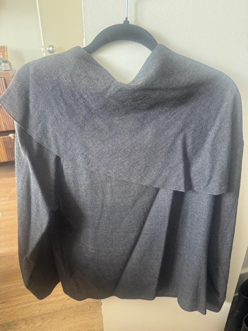 Massimo Dutti Charcoal Open-Front Knit Cardigan